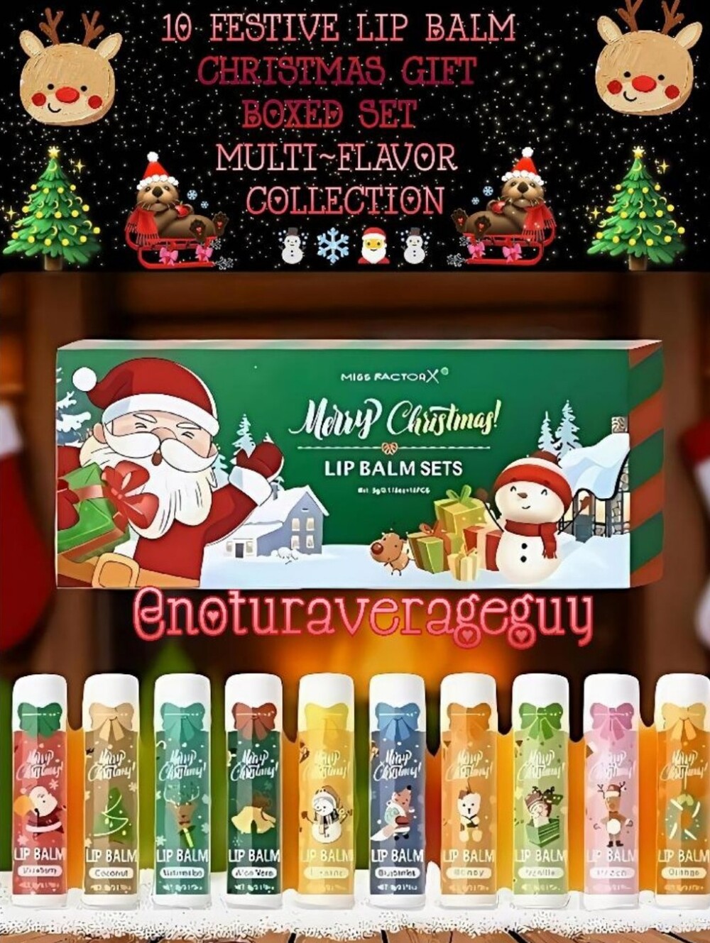 🆕️10 FESTIVE LIP BALM CHRISTMAS GIFT BOXED SET -  MULTI~FLAVOR COLLECTION☃️❄️🎅